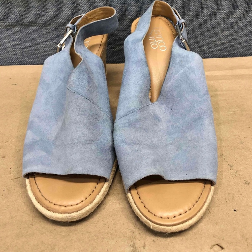 Franco Sarto blue platform wedges